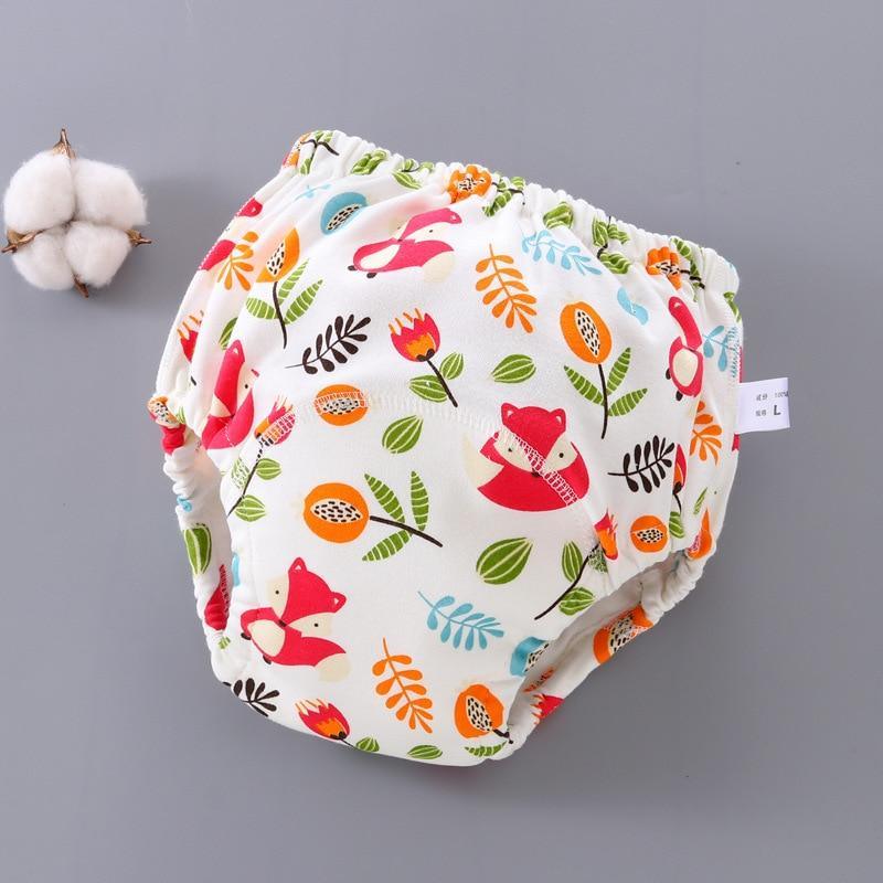 Stevvex baby training pants cloth diaper washable 6-layer gauze cover fox print on Tampa Home & Garden Store