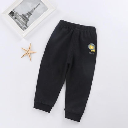 Baby winter pants Stevvex black cotton trousers with elastic waist and ribbed cuffs on Tampa Home & Garden Store