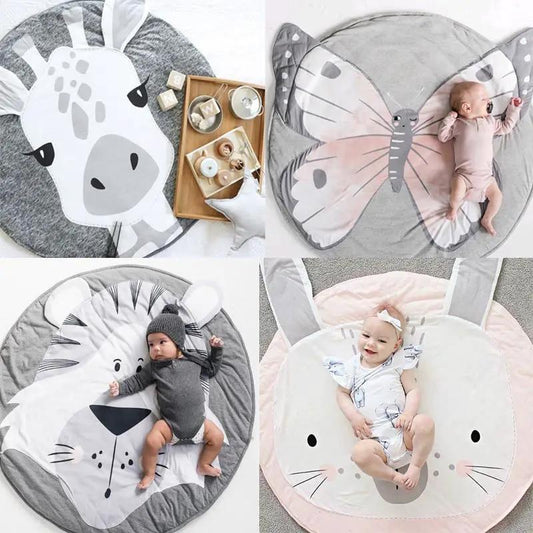 Cartoon Baby Play Mats by Stevvex, 4 gray mats with giraffe butterfly tiger mouse faces on Tampa Home & Garden Store