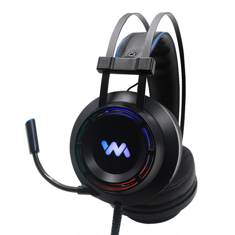 Stevvex ST10S4227HJG gaming headset with mic, black with RGB LED ring, over-ear cushions on Tampa Home & Garden Store