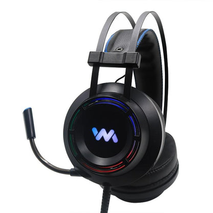 Stevvex ST10S4227HJG gaming headset with mic, black with RGB LED ring, over-ear cushions on Tampa Home & Garden Store