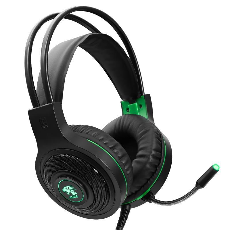Stevvex LED gaming headset ST10S4230HMJ, wired USB/3.5mm mic, black with green trim on Tampa Home & Garden Store