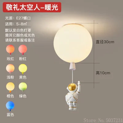 DecorBites Kids Space Balloon LED Ceiling Lamp white sphere with astronaut pendant 30cm diameter on Tampa Home & Garden Store