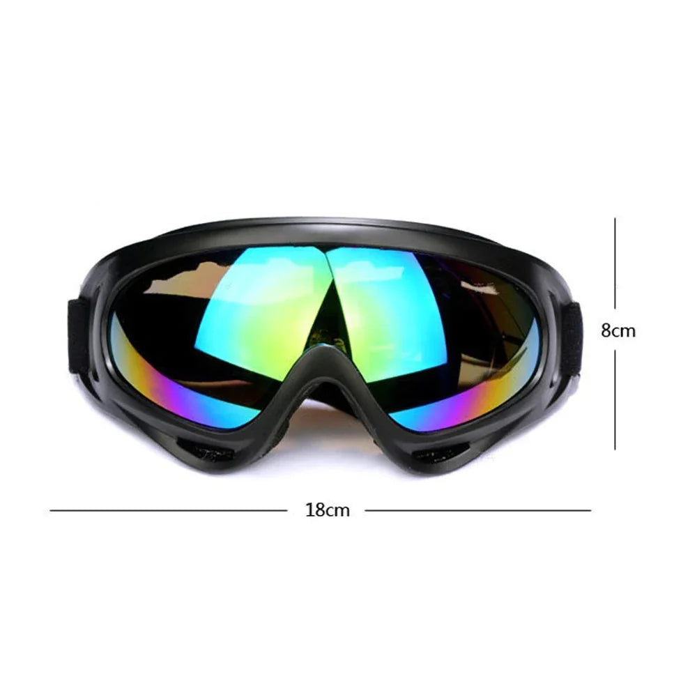 Motorcycle goggles with black frame and mirrored lenses, windproof, 18cm wide on Tampa Home & Garden Store