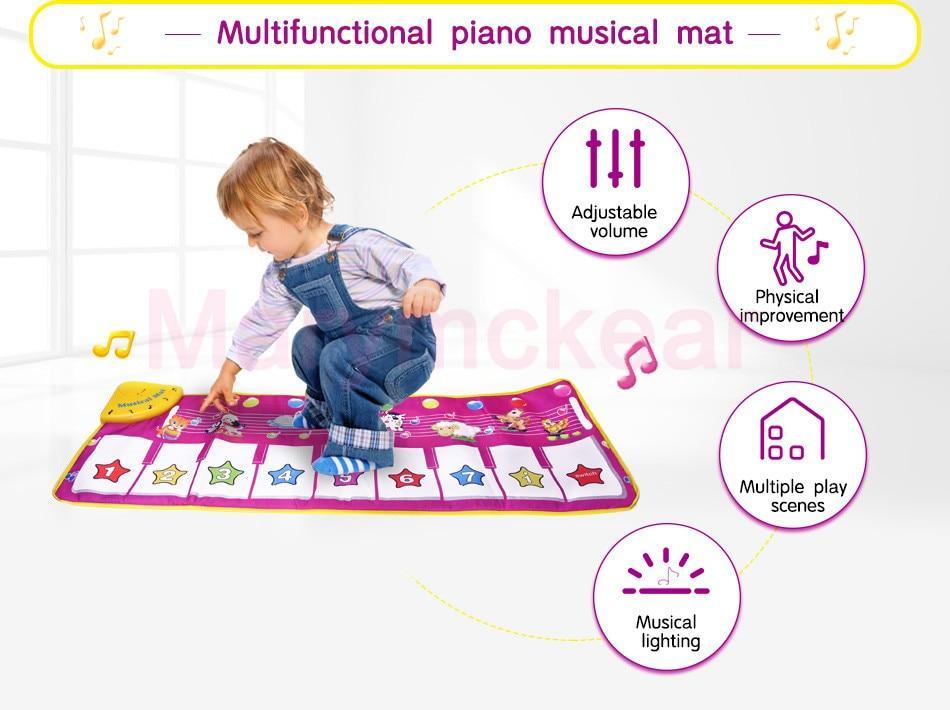 Stevvex music piano mat for kids with 8 demo songs colorful keyboard panels on a purple play mat on Tampa Home & Garden Store