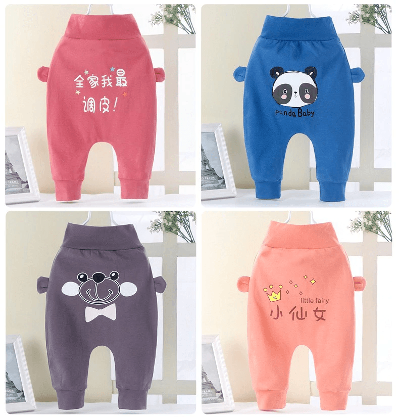 Stevvex baby pants set for newborns/toddlers, 4-color bear designs with bear-ear accents on Tampa Home & Garden Store