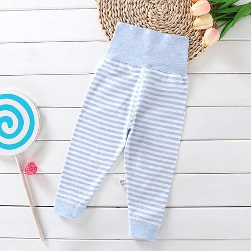 Stevvex cotton baby pants, light blue and white striped high waist infant leggings for newborns on Tampa Home & Garden Store