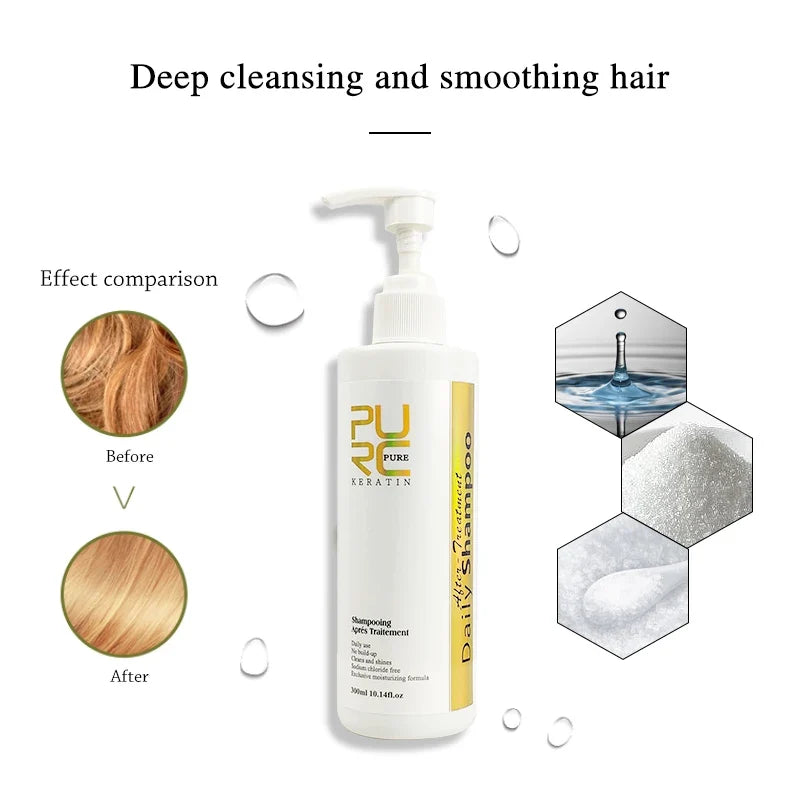 PURC Daily Shampoo bottle with white pump, yellow keratin label, 300ml Silcy Skin on Tampa Home & Garden Store