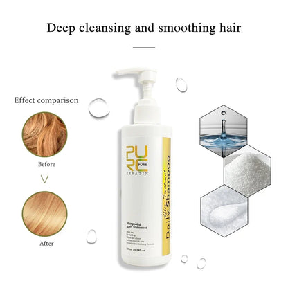 PURC Daily Shampoo bottle with white pump, yellow keratin label, 300ml Silcy Skin on Tampa Home & Garden Store
