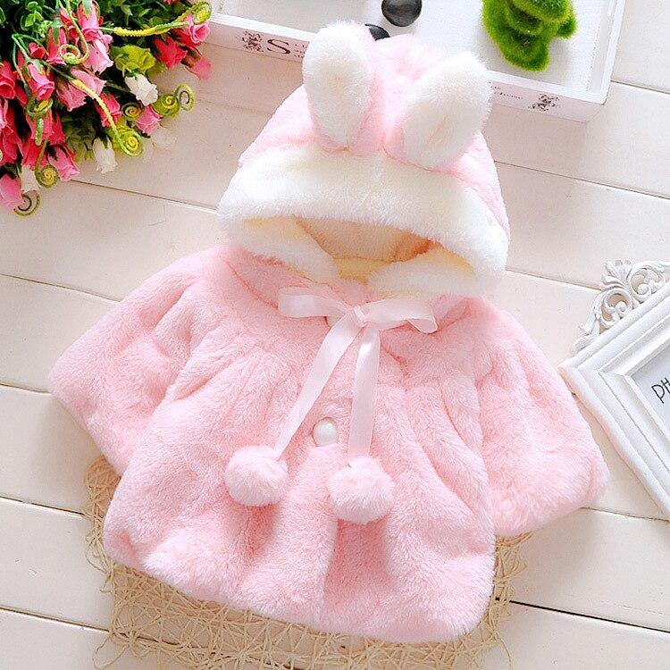 Princess baby girls pink faux-fur cloak with bunny-ear hood and ribbon bow on Tampa Home & Garden Store