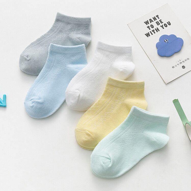 5-pair set cotton baby girl socks in pastel colors gray blue white yellow mint on Tampa Home & Garden Store