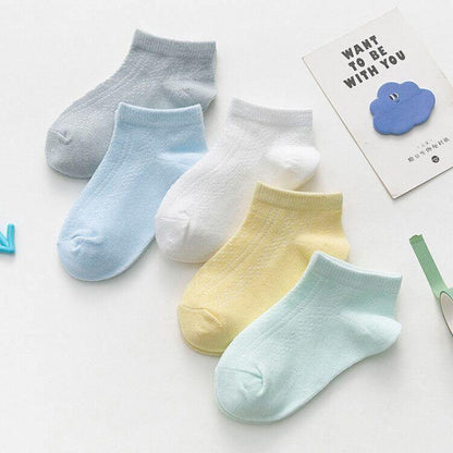 5-pair set cotton baby girl socks in pastel colors gray blue white yellow mint on Tampa Home & Garden Store