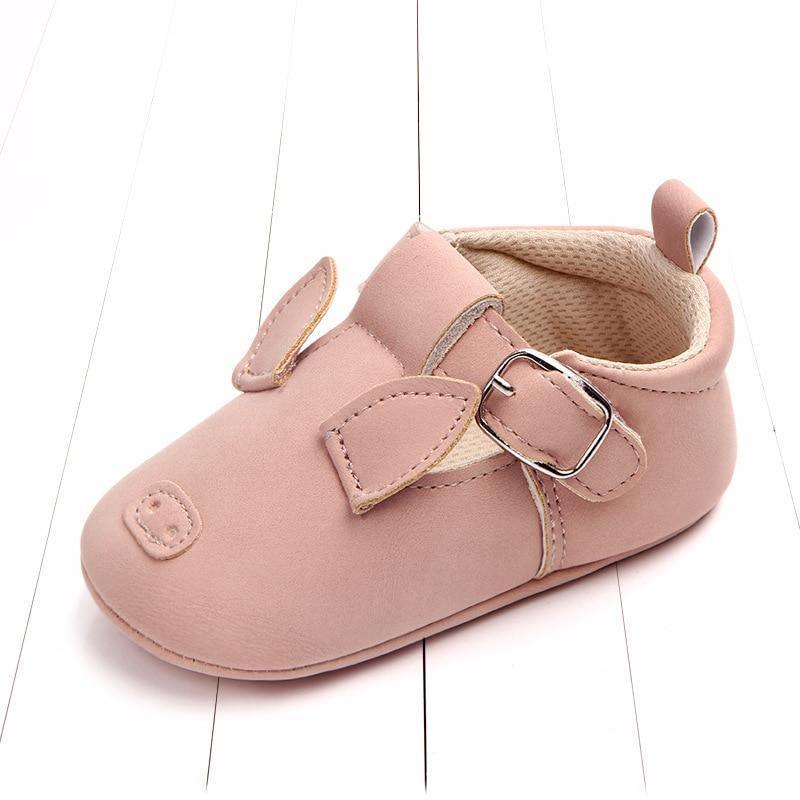 Stevvex pink baby shoe with buckle strap, soft leather, first walker on Tampa Home & Garden Store