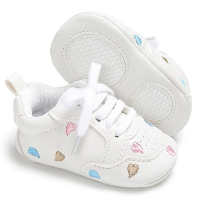 Stevvex newborn white sneakers with lace-up and pastel star embroidery 0-18 months on Tampa Home & Garden Store