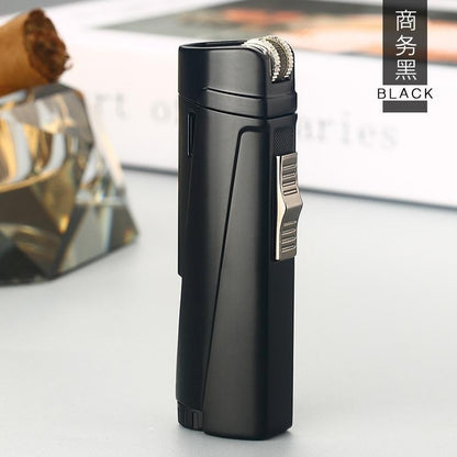 Stevvex black triple-torch lighter with metal side ignition lever for cigarettes on Tampa Home & Garden Store