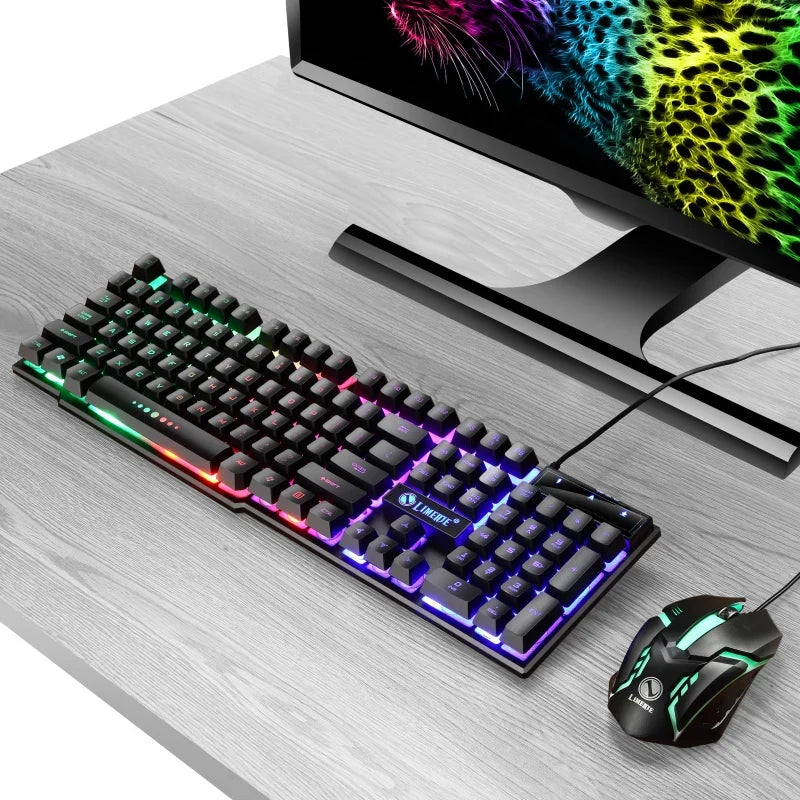 USB wired gaming keyboard and mouse set by FLIPSTYLEZLLC with rainbow RGB backlit on Tampa Home & Garden Store
