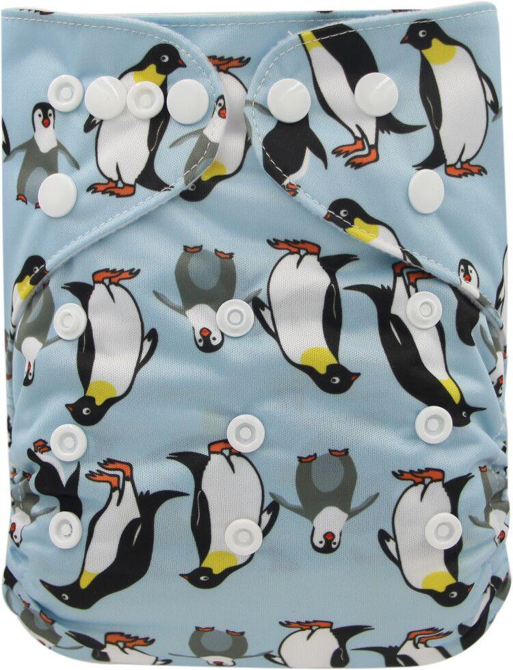 Stevvex baby cloth diaper penguin print, unisex waterproof pocket diaper with white snaps on Tampa Home & Garden Store