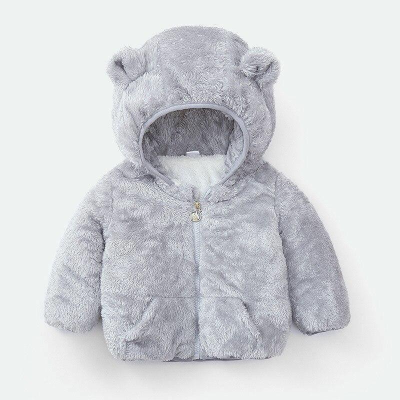 Stevvex grey fluffy hooded baby coat with bear-ear hood, puffer jacket for girls on Tampa Home & Garden Store