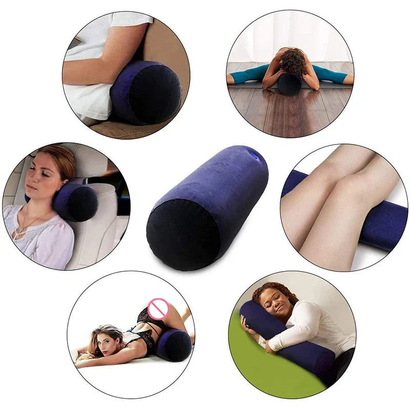 Inflatable wedge pillow navy blue adjustable neck/leg cushion by UpTrend Deals; bed, car use on Tampa Home & Garden Store