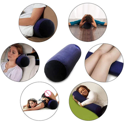 Inflatable wedge pillow navy blue adjustable neck/leg cushion by UpTrend Deals; bed, car use on Tampa Home & Garden Store