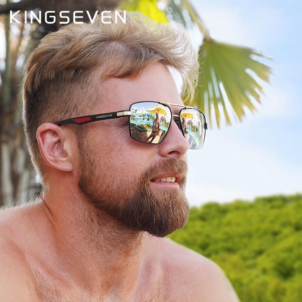 Stevvex aluminum men's sunglasses with polarized mirrored lenses and KINGSEVEN temples on Tampa Home & Garden Store