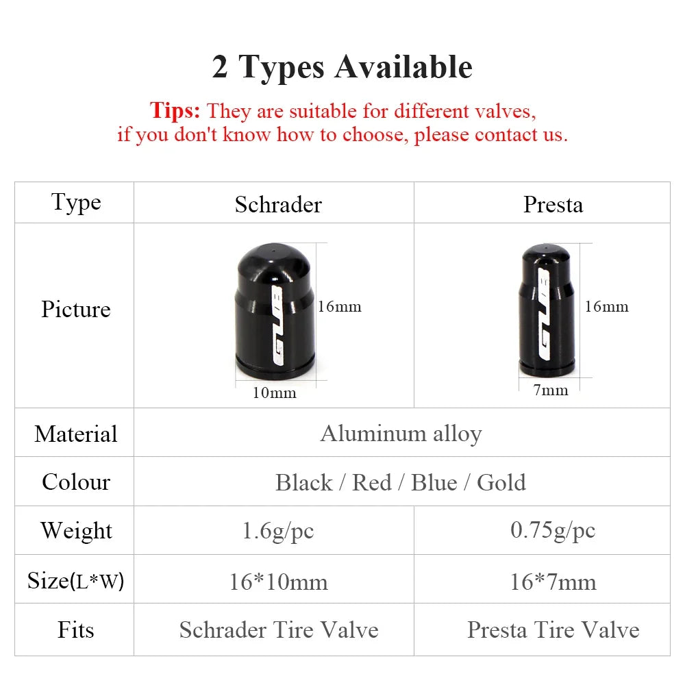 Aluminum valve caps for Schrader & Presta; black, 16x10mm and 16x7mm by BikerZoneZ on Tampa Home & Garden Store