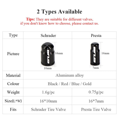 Aluminum valve caps for Schrader & Presta; black, 16x10mm and 16x7mm by BikerZoneZ on Tampa Home & Garden Store