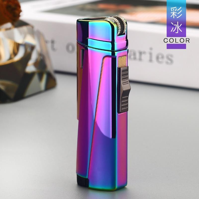 Stevvex rainbow metal triple-torch lighter with ignition wheel on Tampa Home & Garden Store