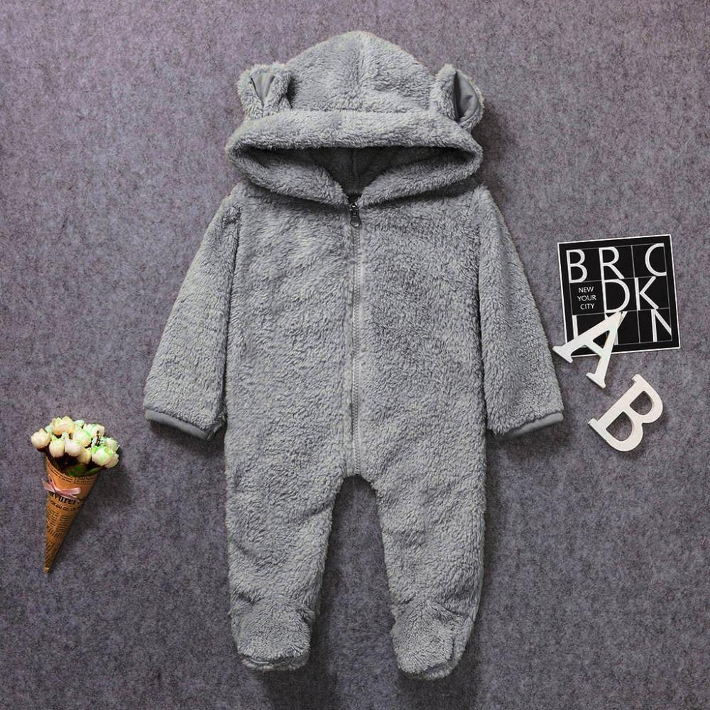 Warm and Cotton Fleece Baby Hooded Romper