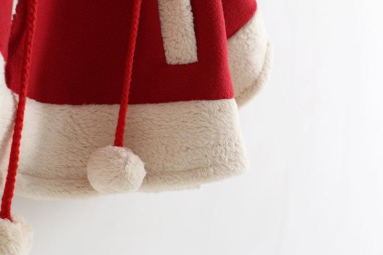 Stevvex baby Christmas reindeer hooded parka in red with cream faux fur trim on Tampa Home & Garden Store