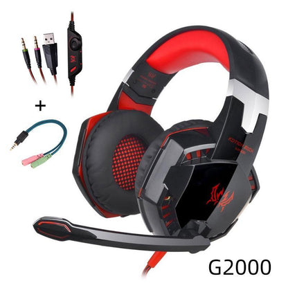 Stevvex ST10S4229HLI over-ear gaming headset with wired mic, black/red design, USB and 3.5mm adapters on Tampa Home & Garden Store