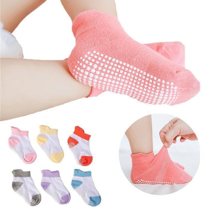 Stevvex baby non-slip cotton socks set of 6, low-cut ankle socks with rubber grip dots on Tampa Home & Garden Store