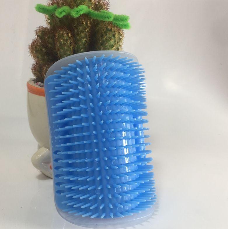 Cat massager brush Stevvex blue silicone dense bristles for grooming on Tampa Home & Garden Store