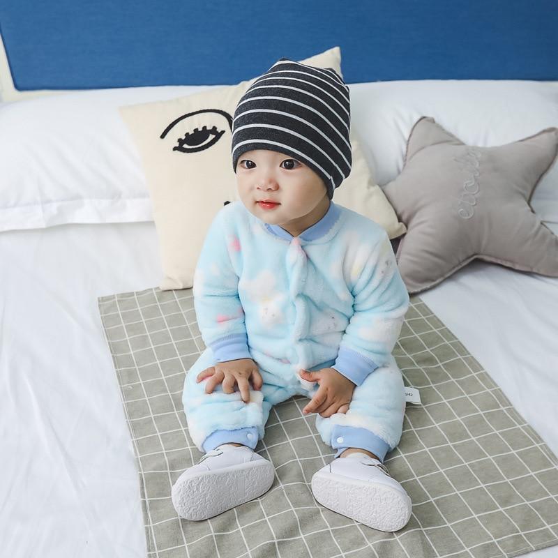 Newborn baby romper in soft blue fleece warm one-piece jumpsuit for winter on Tampa Home & Garden Store