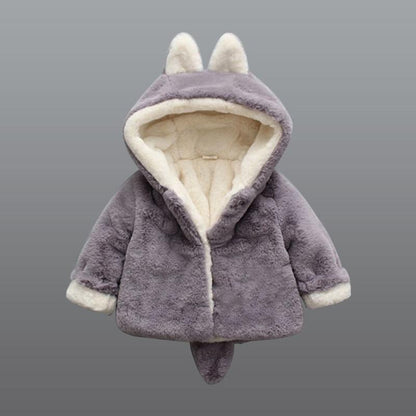 Baby girl bunny hooded jacket lavender plush with cream lining Stevvex on Tampa Home & Garden Store