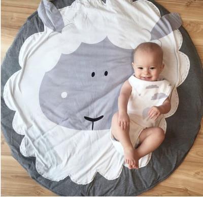 Creative Elephant Design Baby Play Mat round cotton animal play mat with gray face on Tampa Home & Garden Store