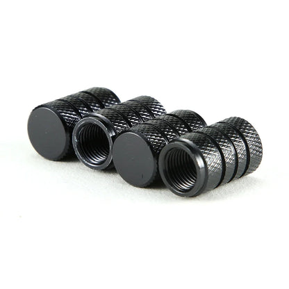 4-pack black knurled valve stem caps with threaded interiors for motor vehicle tires on Tampa Home & Garden Store
