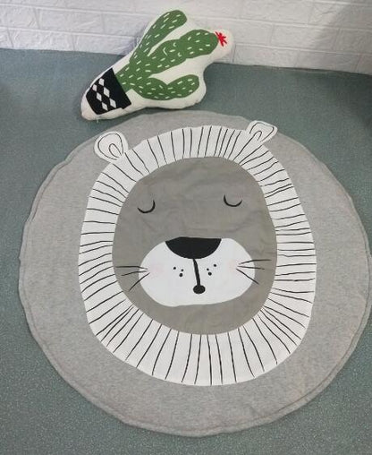 Creative Elephant Design Baby Play Mat, round gray cotton mat with a lion face design on Tampa Home & Garden Store