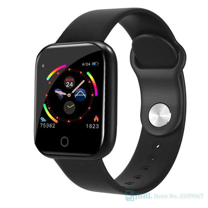 Stevvex smart watch square touchscreen with black strap, stylish wearable for Android iOS on Tampa Home & Garden Store