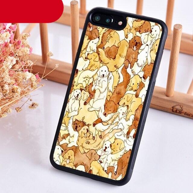 Stevvex Golden Retriever iPhone case, liquid silicone, black bumper with colorful puppy print on Tampa Home & Garden Store