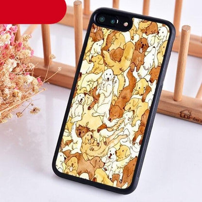 Stevvex Golden Retriever iPhone case, liquid silicone, black bumper with colorful puppy print on Tampa Home & Garden Store