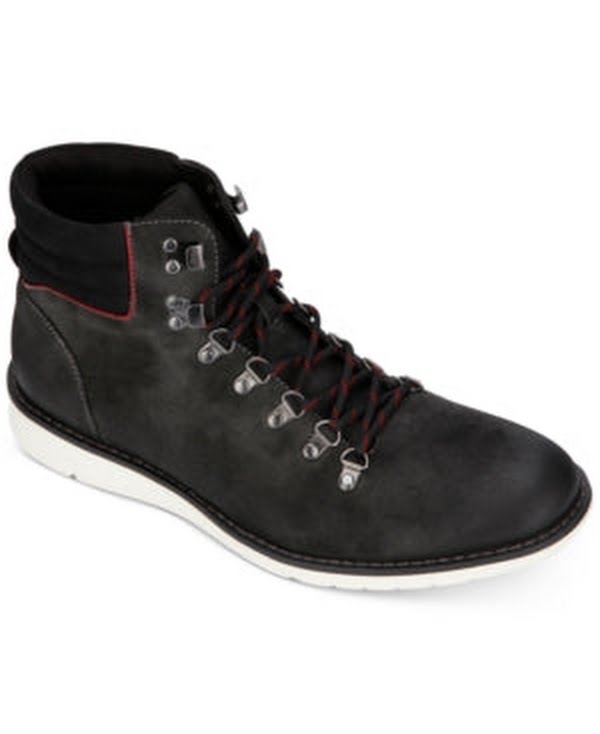 Men's Kenneth Cole Reaction Casino Lace-Up Chukka Boots black leather with red laces on Tampa Home & Garden Store
