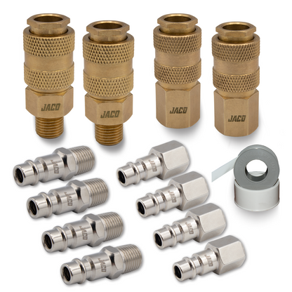 Hi-Flo Quick Connect Air Fittings | Plug & Coupler Kit - 1/4" NPT (Set of 12) - Tampa Home & Garden Store