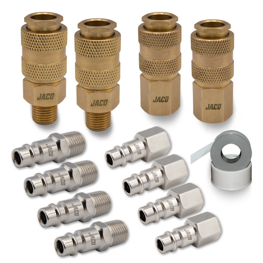 Hi-Flo Quick Connect Air Fittings | Plug & Coupler Kit - 1/4" NPT (Set of 12) - Tampa Home & Garden Store