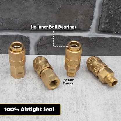 Hi-Flo Quick Connect Air Fittings | Plug & Coupler Kit - 1/4" NPT (Set of 12) - Tampa Home & Garden Store