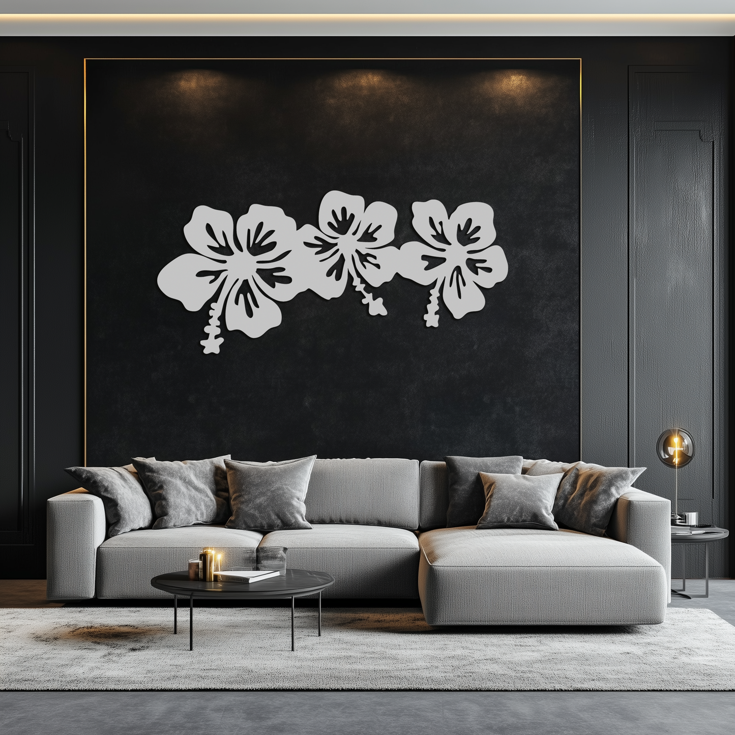 Hibiscus Flower Trio Metal Wall Art – Tropical Floral Silhouette for Home Decor- KAF594 - Tampa Home & Garden Store