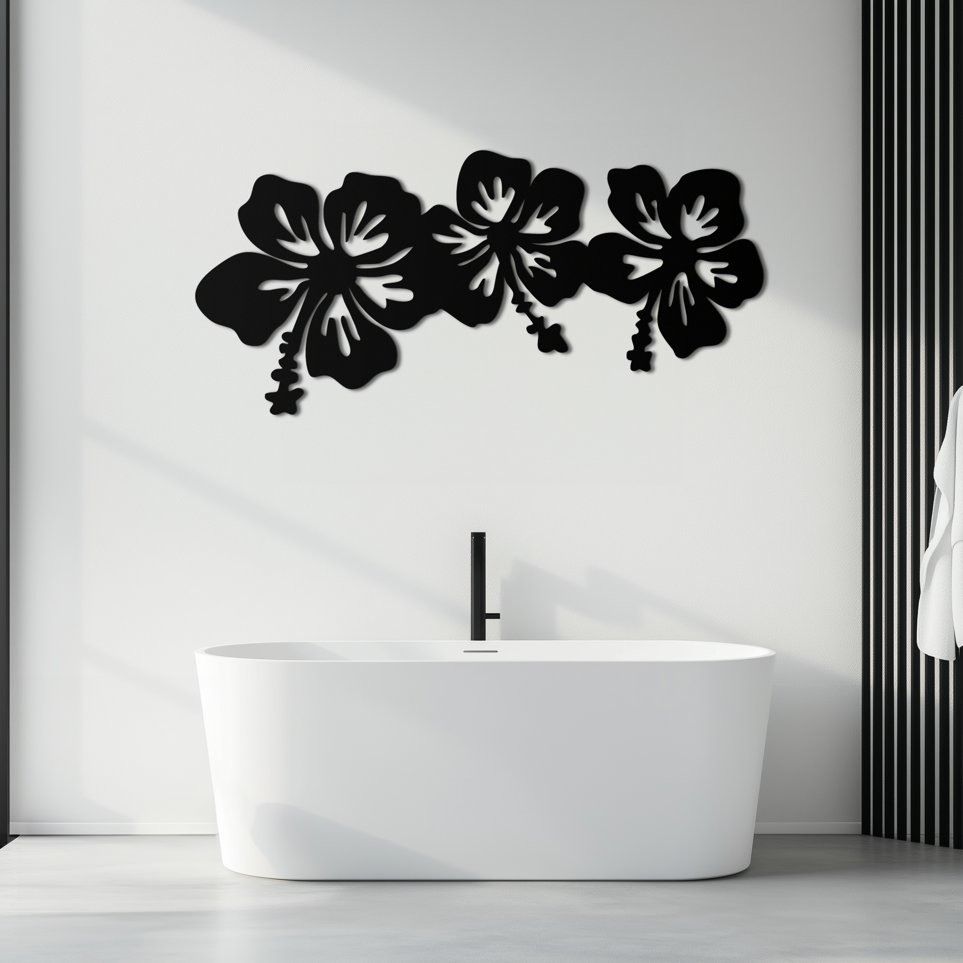Hibiscus Flower Trio Metal Wall Art – Tropical Floral Silhouette for Home Decor- KAF594 - Tampa Home & Garden Store