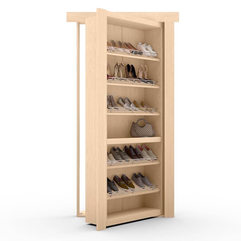 Hidden Flush Mount Maple Shoe Rack Door - Tampa Home & Garden Store