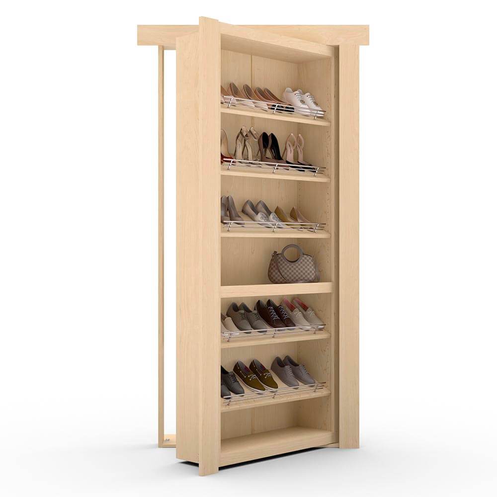 Hidden Flush Mount Maple Shoe Rack Door - Tampa Home & Garden Store