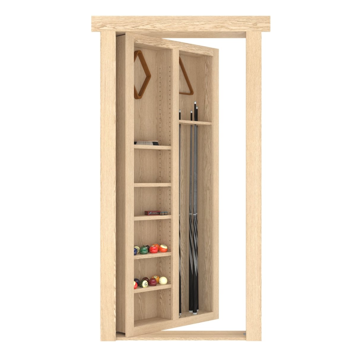 Hidden Flush Mount Oak Pool Cue Door - Tampa Home & Garden Store